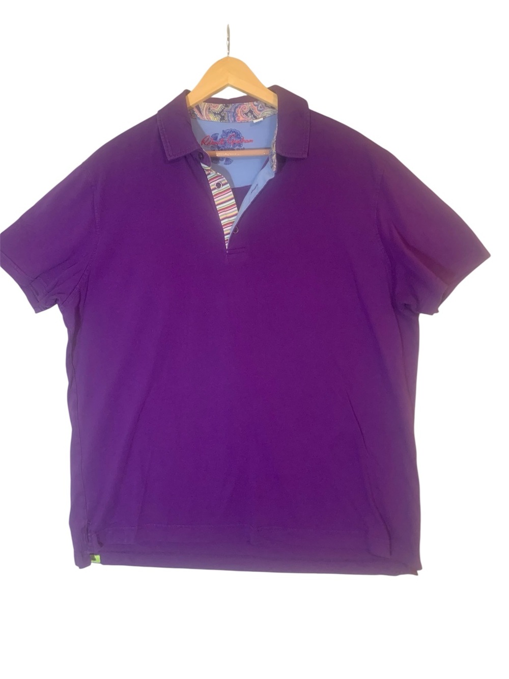 Robert Graham Classic Fit Polo Shirt Purple Mens size 2XL